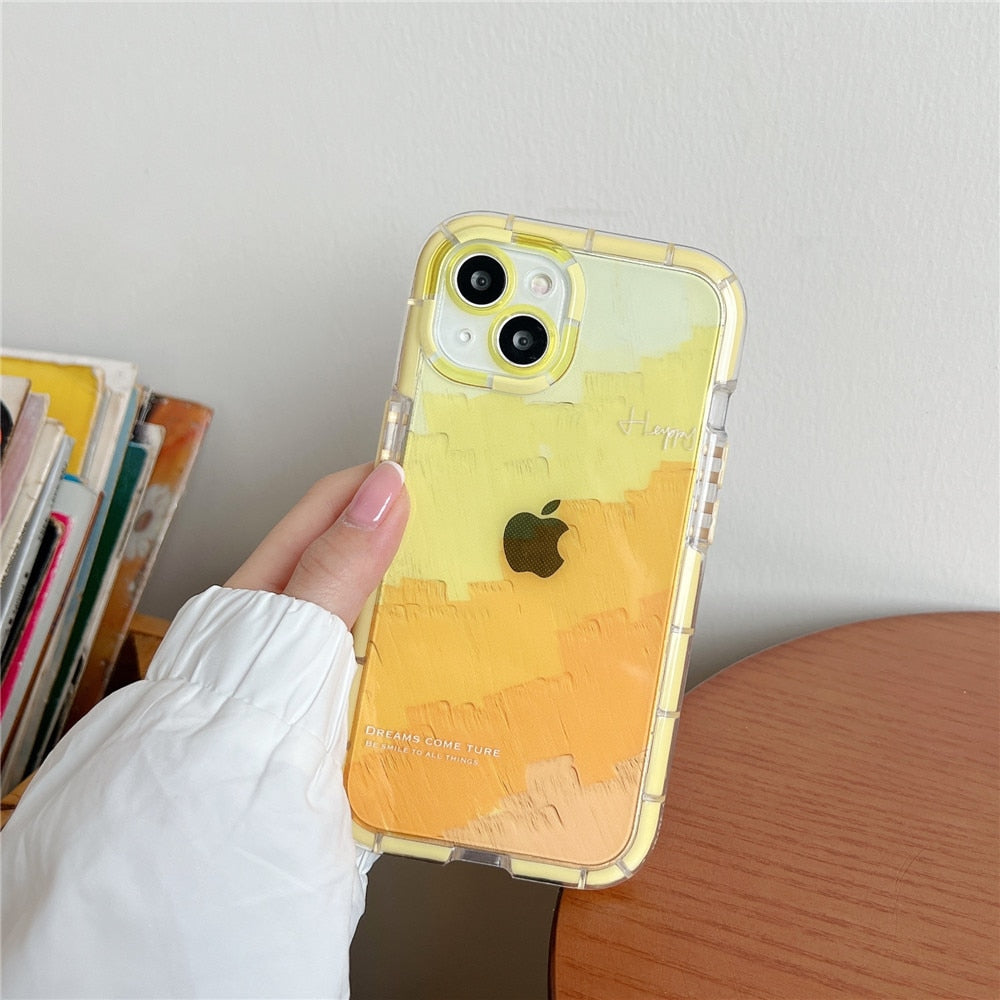Anymob iPhone Gray Graffiti Oil Painting Phone Case Luminous Shockproof Soft Cover-Mobile Phone Cases-PEROZ Accessories