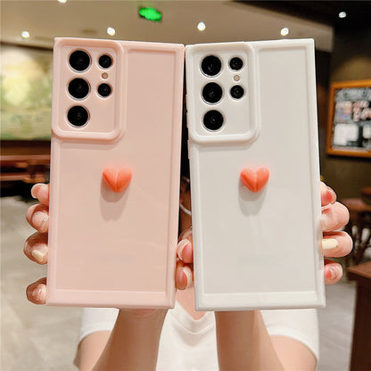 Anymob Samsung White With Red Cute 3D Love Heart Case Shockproof Soft Silicone Phone Back Cover-Mobile Phone Cases-PEROZ Accessories