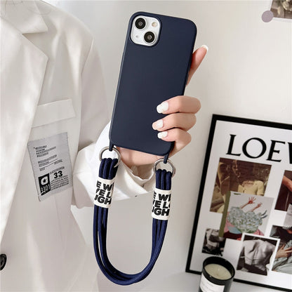 Anymob iPhone Case Dark Blue Simple Wrist Lanyard Strap Cord Lanyard Soft Silicone Cover-Mobile Phone Cases-PEROZ Accessories