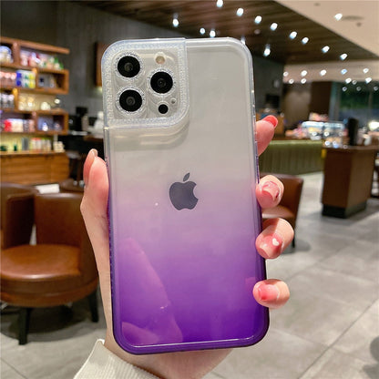 Anymob iPhone Case Yellow Green Gradient Soft Clear Diamond Camera Protection Cover-Mobile Phone Cases-PEROZ Accessories