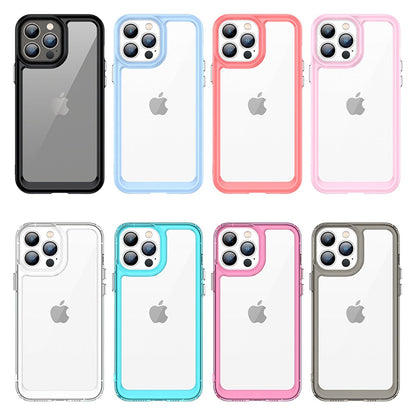 Anymob iPhone Case Red Transparent Bumper Shockproof Candy Color Soft Acrylic Back Cover-Mobile Phone Cases-PEROZ Accessories