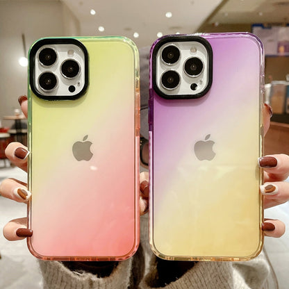 Anymob iPhone Blue And Orange Gradient Rainbow Shockproof Phone Case Transparent Soft Silicone Cover-Mobile Phone Cases-PEROZ Accessories