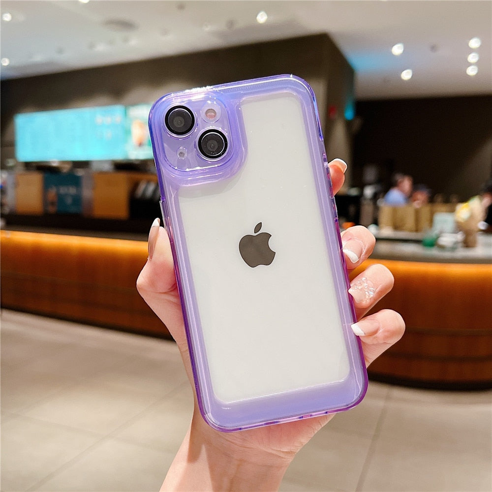 Anymob iPhone Case Pink Shockproof Clear Camera Protective Transparent Soft Candy Colors Cover-Mobile Phone Cases-PEROZ Accessories