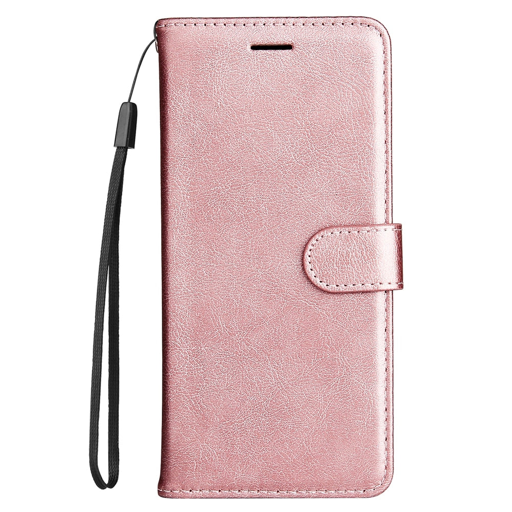 Anymob Xiaomi Redmi Case Red Luxury Solid Color Leather Wallet Flip Phone Cover Protection-Mobile Phone Cases-PEROZ Accessories
