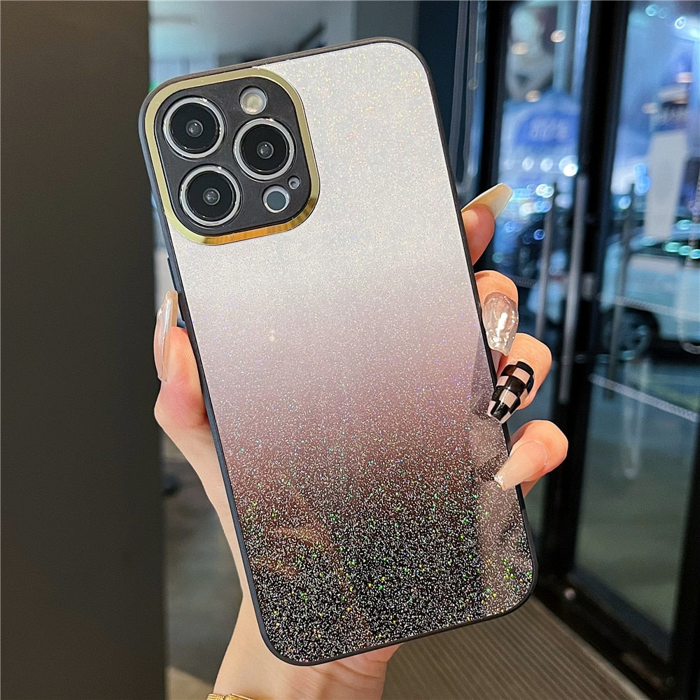 Anymob iPhone Case Pink Gradient Glitter Soft Shockproof Back Cover Shell-Mobile Phone Cases-PEROZ Accessories
