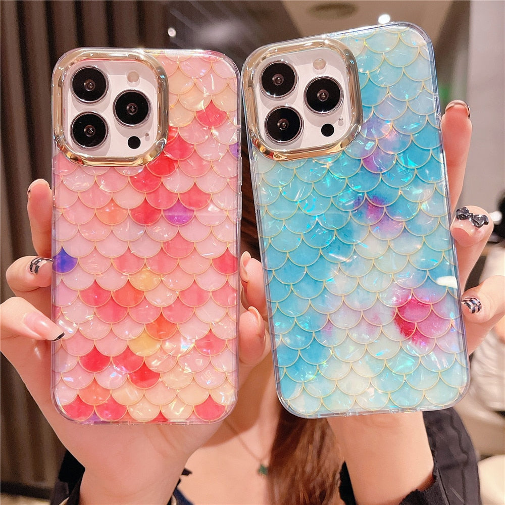 Anymob iPhone Leopard Pattern Glitter Dream Shell Pattern Case Soft IMD Silicon Shockproof Cover Bumper-Mobile Phone Cases-PEROZ Accessories