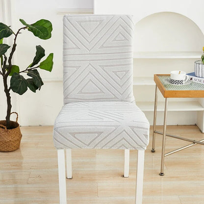 Anyhouz Chair Cover Light Grey Triangular Design with Elastic Material for Dining Room Kitchen Wedding Hotel Banquet Restaurant-Chair Cover-PEROZ Accessories