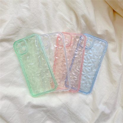 Anymob iPhone Case Pink Diamond Pattern Shockproof Transparent Soft Silicone Cover-Mobile Phone Cases-PEROZ Accessories