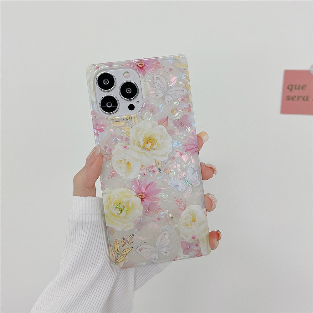 Anymob iPhone Rose Pink Shining Dream Case With Butterfly Shell Phone Cover-Mobile Phone Cases-PEROZ Accessories