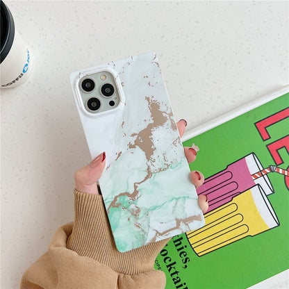 Anymob iPhone Pink Square Marble Phone Case Soft Silicone Shockproof Back Cover-Mobile Phone Cases-PEROZ Accessories