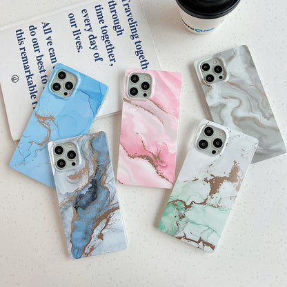Anymob iPhone Gray Square Marble Phone Case Soft Silicone Shockproof Back Cover-Mobile Phone Cases-PEROZ Accessories