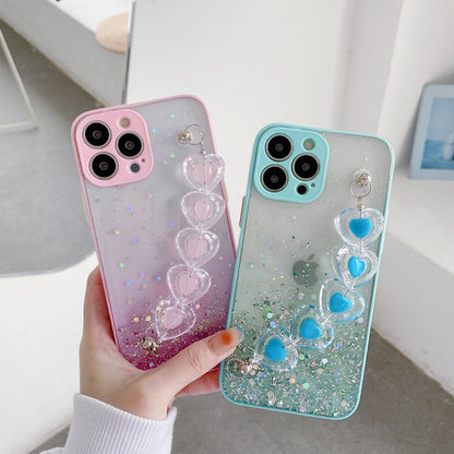 Anymob iPhone Violet Crystal Heart Bracelet Phone Chain Case Glitter Soft Cover-Mobile Phone Cases-PEROZ Accessories