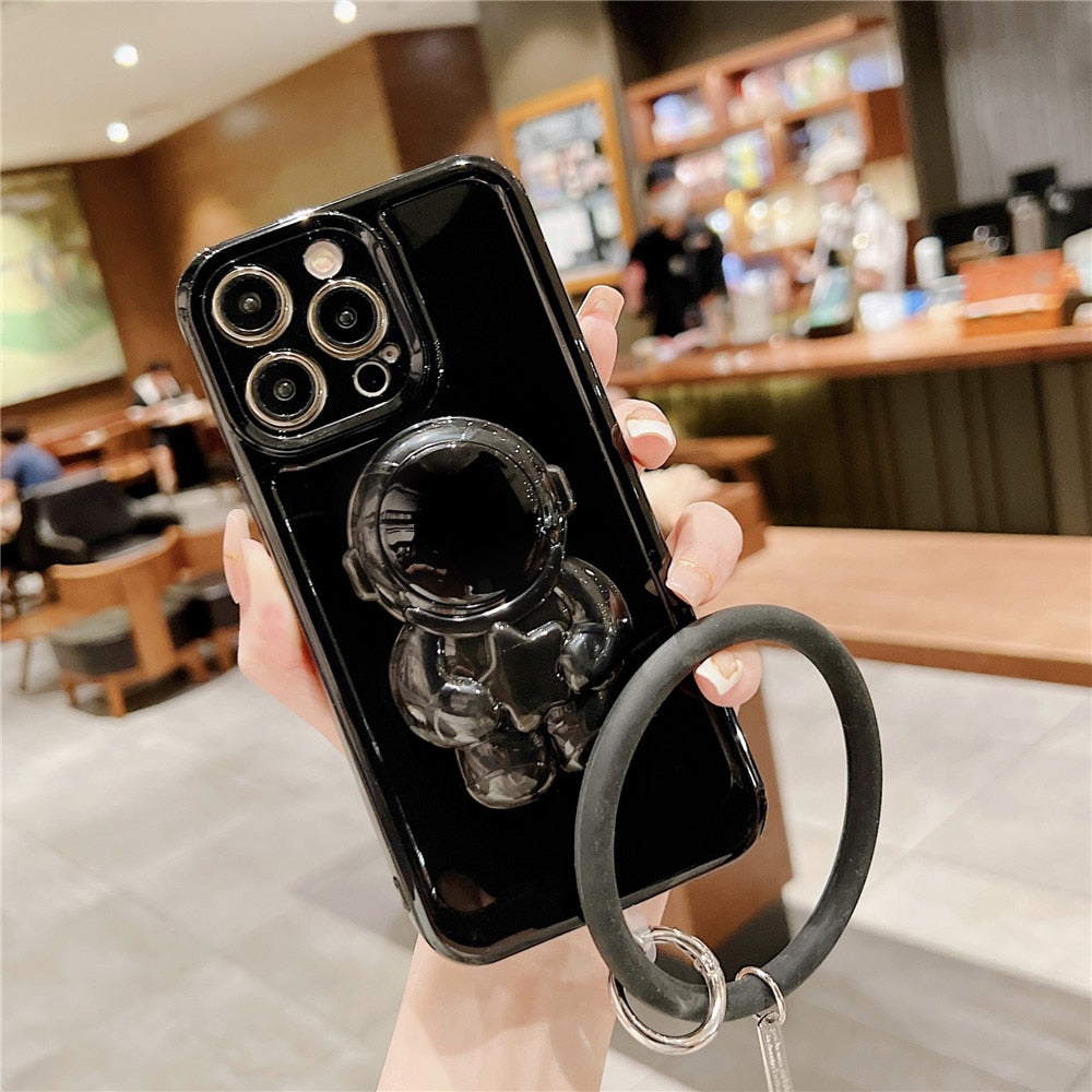 Anymob iPhone White Astronaut Stand Holder Bracelet Case Soft Silicone Phone Cases-Mobile Phone Cases-PEROZ Accessories