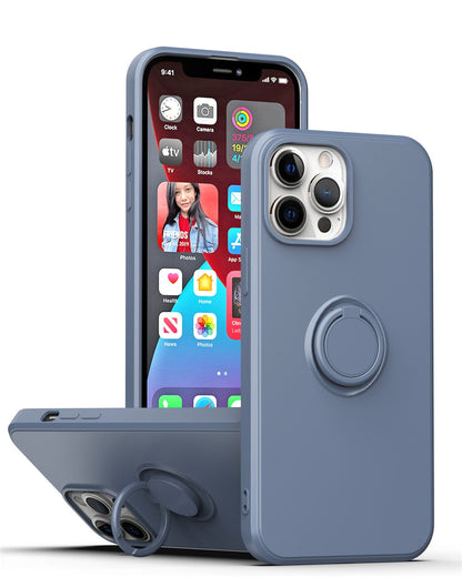 Anymob iPhone Case Light Blue Square Liquid Silicone Magnetic Holder Ring Stand Cover-Mobile Phone Cases-PEROZ Accessories