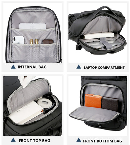Anypack Backpack Grey Large 15.6 inch Laptop Luggage Rucksack Waterproof Bag Pack USB Charging Travel Camera Student Bag-Backpacks-PEROZ Accessories
