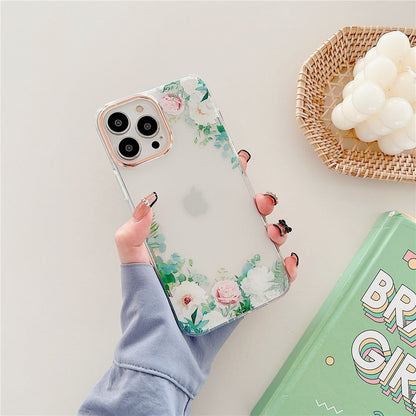 Anymob iPhone Green Rose Flowers Phone Case Plating Shockproof Cover-Mobile Phone Cases-PEROZ Accessories