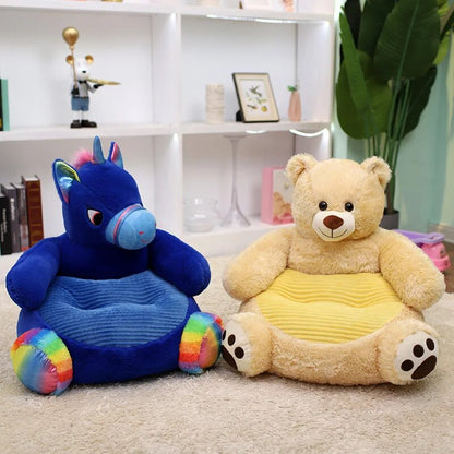 Anykidz Sofa Brown Bear Animal Shape Stuffed Soft Sofa Seat Cushion Room Decor for Kids-Kids Sofa-PEROZ Accessories