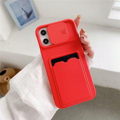 Anymob iPhone Case Dark Blue Push Window Slide Camera Protection Soft Silicone Cover-Mobile Phone Cases-PEROZ Accessories