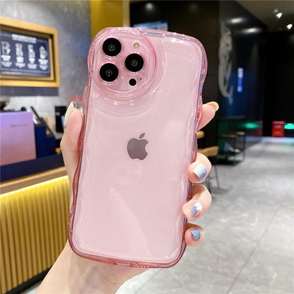 Anymob iPhone Teal Transparent Fluorescent Curly Wave Case Shockproof Silicone Cover-Mobile Phone Cases-PEROZ Accessories