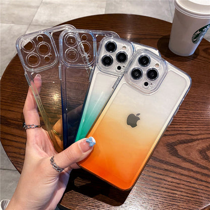Anymob iPhone Case Yellow Gradient Transparent Shockproof Camera Protection Mobile Cover iPhone13 12 11 X XR XS Pro Max-Mobile Phone Cases-PEROZ Accessories