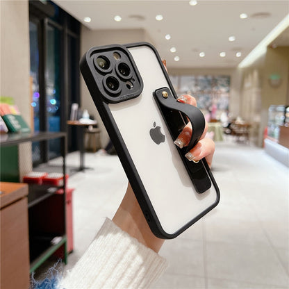 Anymob iPhone Case Black Transparent Solid Color Wrist Band Lens Protection Soft Cover Bumper-Mobile Phone Cases-PEROZ Accessories