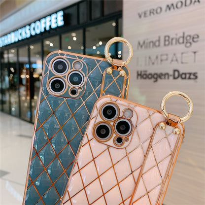 Anymob iPhone Case Blue Electroplated Wrist Band Bracket Bumper Back Cover-Mobile Phone Cases-PEROZ Accessories