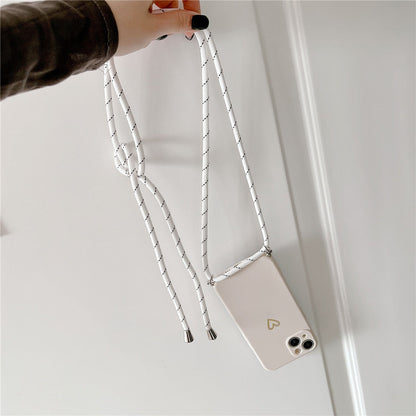 Anymob iPhone Case Black Candy Color Love Heart Crossbody Lanyard Soft Silicone Cover-Mobile Phone Cases-PEROZ Accessories