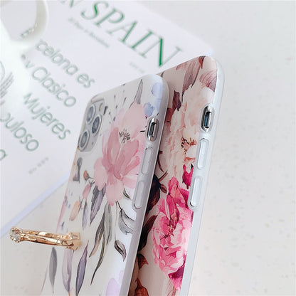 Anymob iPhone White Orchid Pattern Holder Case Flower Silicone Phone Cover-Mobile Phone Cases-PEROZ Accessories