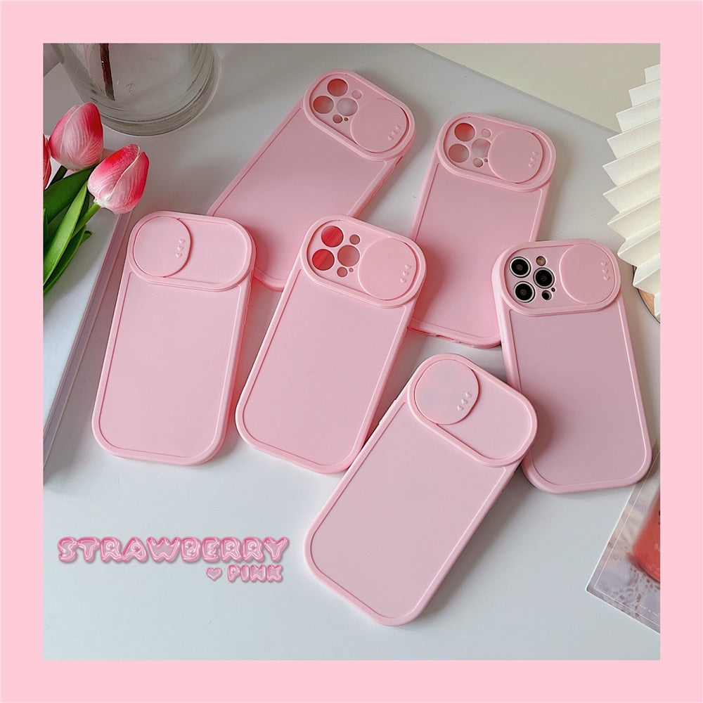 Anymob iPhone Case White Slide Camera Protection Push Window Shockproof Soft Silicone Cover-Mobile Phone Cases-PEROZ Accessories