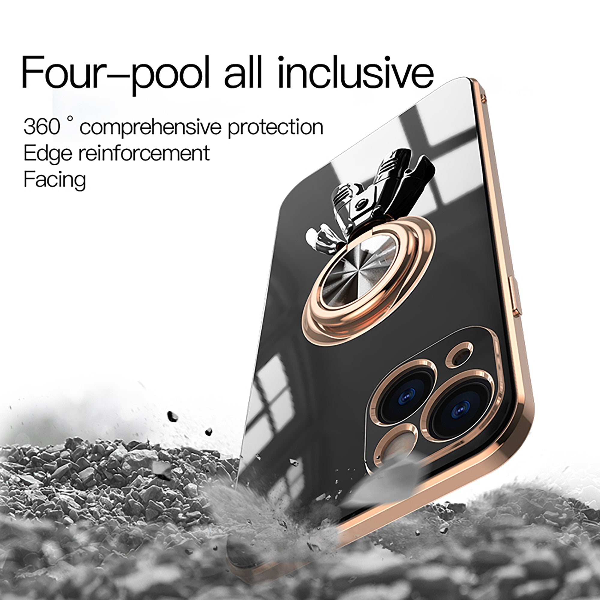 Anymob iPhone White Astronaut Magnetic Bracket Phone Case Plating Shell-Mobile Phone Cases-PEROZ Accessories