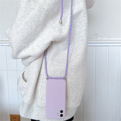 Anymob iPhone Case Purple Crossbody Necklace Strap Lanyard Soft Silicone Cover-Mobile Phone Cases-PEROZ Accessories
