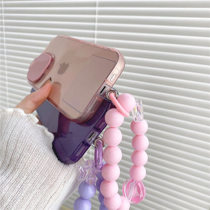 Anymob iPhone Blue Makeup Mirror Phone Case Shockproof Silicone Bracelet Cover-Mobile Phone Cases-PEROZ Accessories