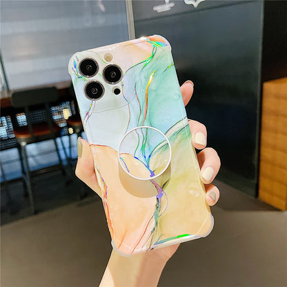 Anymob iPhone Black Ring Protection Phone Case Gradient Marble Corner Shockproof Cover-Mobile Phone Cases-PEROZ Accessories