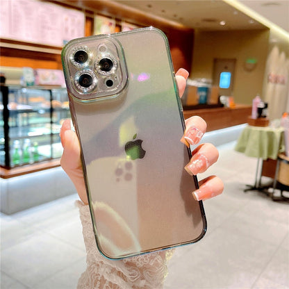 Anymob iPhone Case Pink Colorful Gradient Glitter Diamond Lens Camera Protection Soft Cover-Mobile Phone Cases-PEROZ Accessories