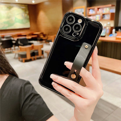 Anymob iPhone Black Wrist Strap Stand Phone Case Soft Silicone Protection Back Cover-Mobile Phone Cases-PEROZ Accessories