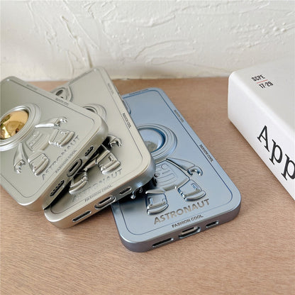 Anymob iPhone Case Black Chromed Astronaut Foldable Holder Phone Cover-Mobile Phone Cases-PEROZ Accessories