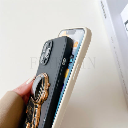 Anymob iPhone Black 3D Astronaut Folding Stand Shockproof Soft Silicon Cover-Mobile Phone Cases-PEROZ Accessories