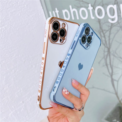 Anymob iPhone Case White Plating Love Heart Pattern Soft Silicon Phone Cover-Mobile Phone Cases-PEROZ Accessories