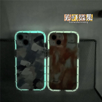 Anymob iPhone Gray Graffiti Oil Painting Phone Case Luminous Shockproof Soft Cover-Mobile Phone Cases-PEROZ Accessories