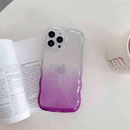 Anymob iPhone Yellow Green Gradient Clear Curly Wave Phone Case Shockproof Transparent Cover-Mobile Phone Cases-PEROZ Accessories