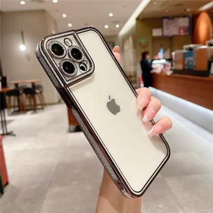 Anymob iPhone Case Gold Plating Soft TPU Diamond Glitter Lens Protection Cover-Mobile Phone Cases-PEROZ Accessories
