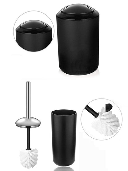 Anyhouz Plastic Bathroom Accessories Sets Apricot Toilet Brush Soap Dish Toothpaste Dispenser Swing Lid Trash Washable for Bath Accessories-Bathroom and Toilet Accessories-PEROZ Accessories