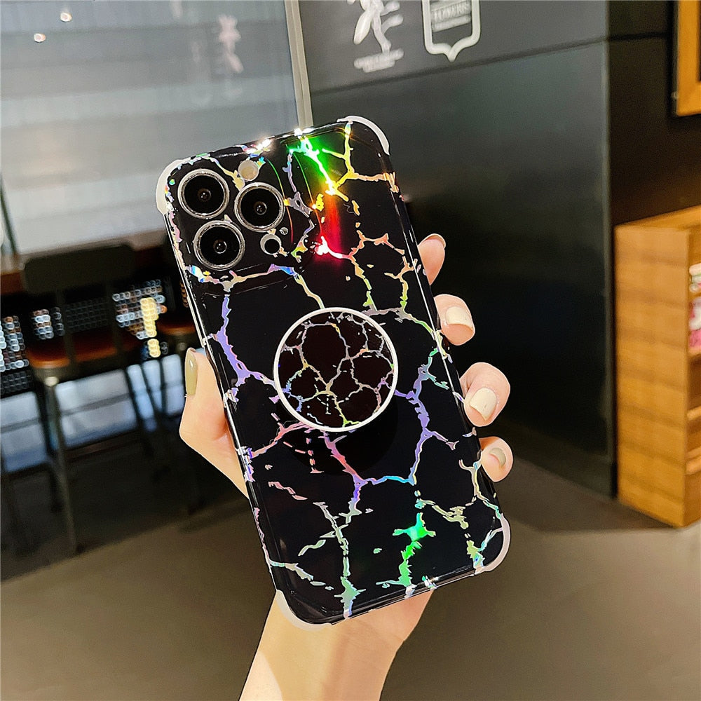 Anymob iPhone Gray Ring Protection Phone Case Gradient Marble Corner Shockproof Cover-Mobile Phone Cases-PEROZ Accessories