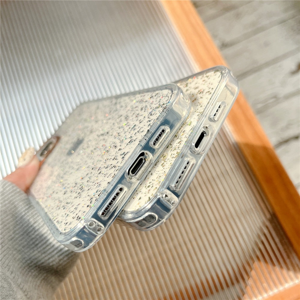 Anymob iPhone Case Yellow Glitter Soft Silicone Crystal Cover Sequins Bumper-Mobile Phone Cases-PEROZ Accessories