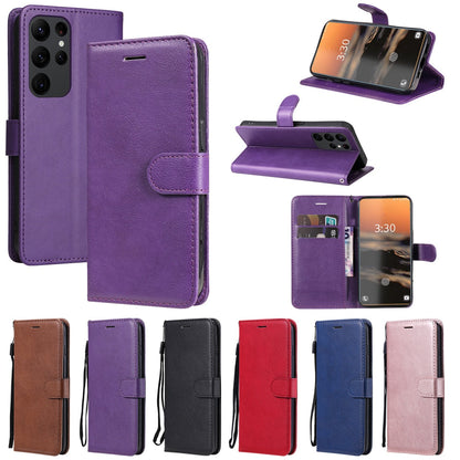 Anymob Samsung Case Red Luxury Solid Color Wallet Leather Flip Cover Phone Protection-Mobile Phone Cases-PEROZ Accessories