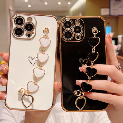 Anymob iPhone Khaki Electroplated Bracelet Love Heart Phone Case Soft Back Cover-Mobile Phone Cases-PEROZ Accessories