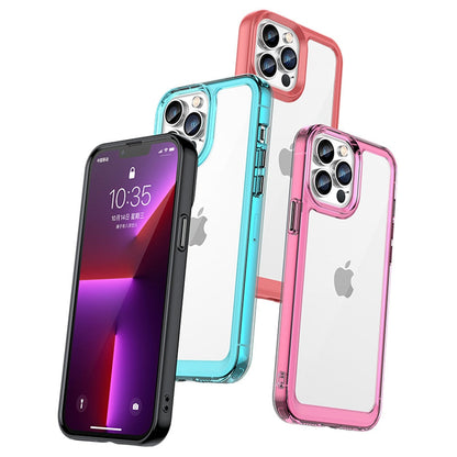 Anymob iPhone Case Pink Transparent Bumper Shockproof Candy Color Soft Acrylic Back Cover-Mobile Phone Cases-PEROZ Accessories