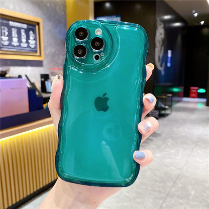 Anymob iPhone Teal Transparent Fluorescent Curly Wave Case Shockproof Silicone Cover-Mobile Phone Cases-PEROZ Accessories