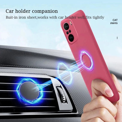 Anymob Samsung Case Black Magnetic Ring Holder Soft Silicone Phone Strap Cover Protection-Mobile Phone Cases-PEROZ Accessories