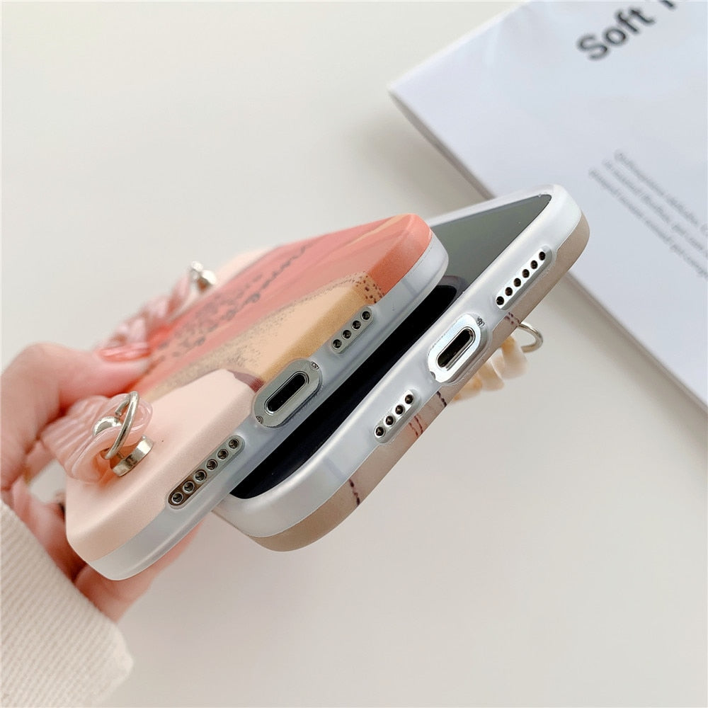 Anymob iPhone Green Leaf Art Painting Marble Bracelet Phone Case Shockproof Soft Silicone Cover-Mobile Phone Cases-PEROZ Accessories